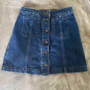 Topshop button up jean skirt W24